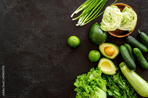 Fresh green vegetables - ready to eat. Top view