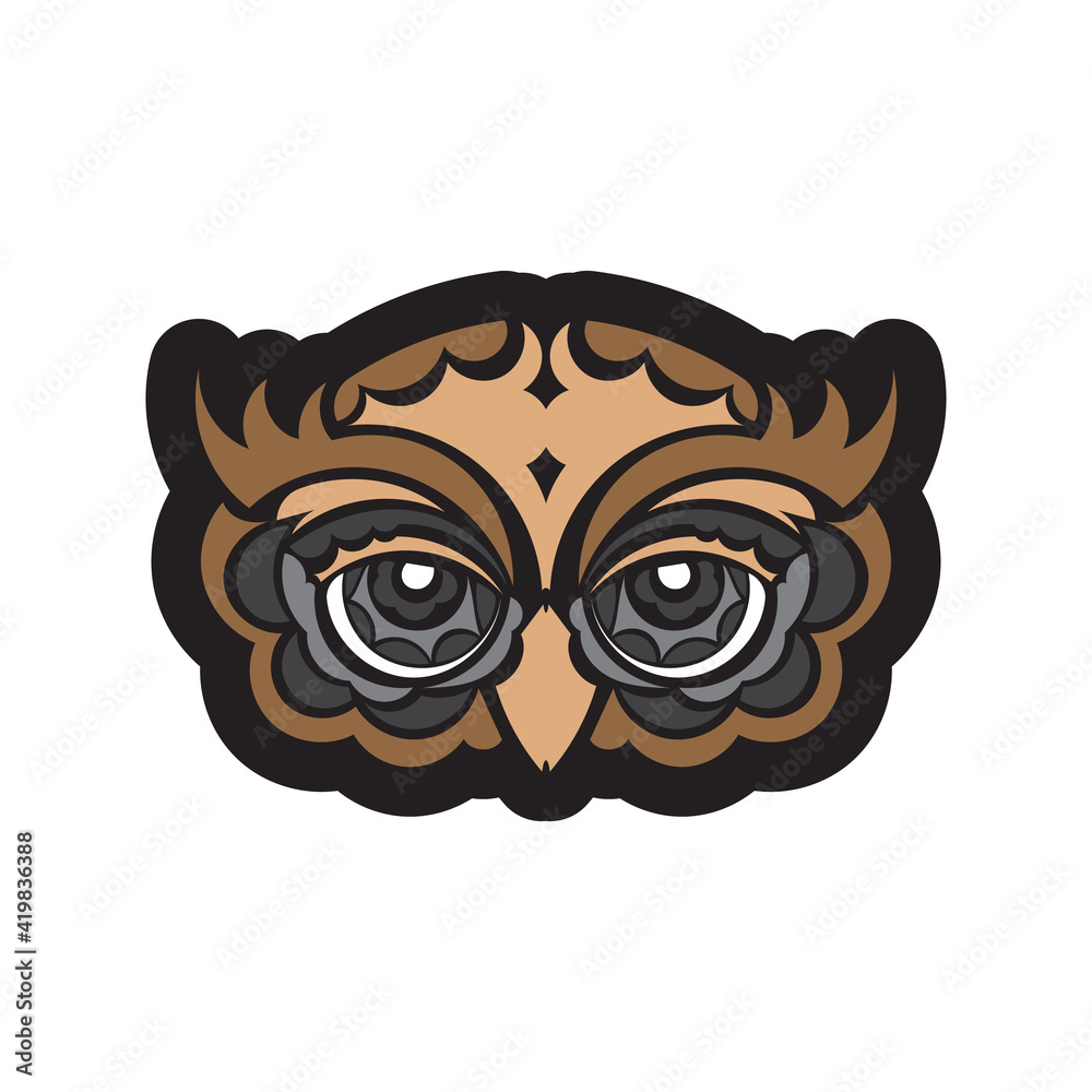 Owl in boho style. Exclusive style. Good for prints, postcards and printing. Vector