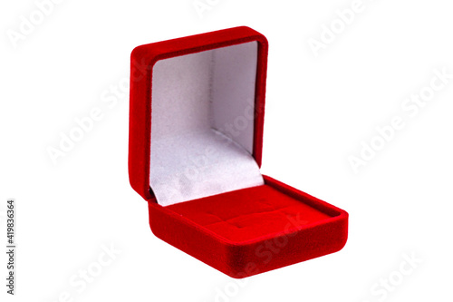 Red jewelry gift box isolated on white background. Gifts for women. © Дарья Кожухова