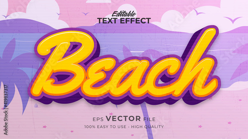 Editable text style effect - retro beach text style theme