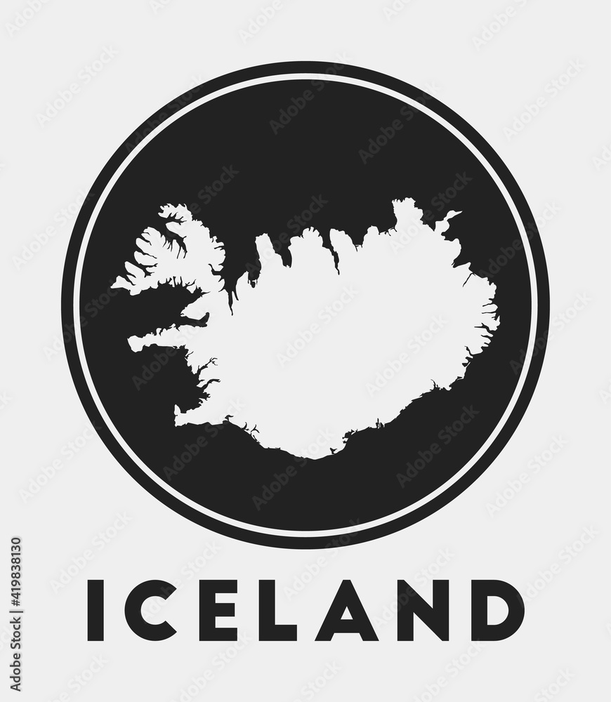 Iceland icon. Round logo with country map and title. Stylish Iceland badge with map. Vector illustration.