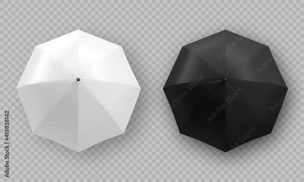 Vector realistic white and black umbrella isolated on transparent ...
