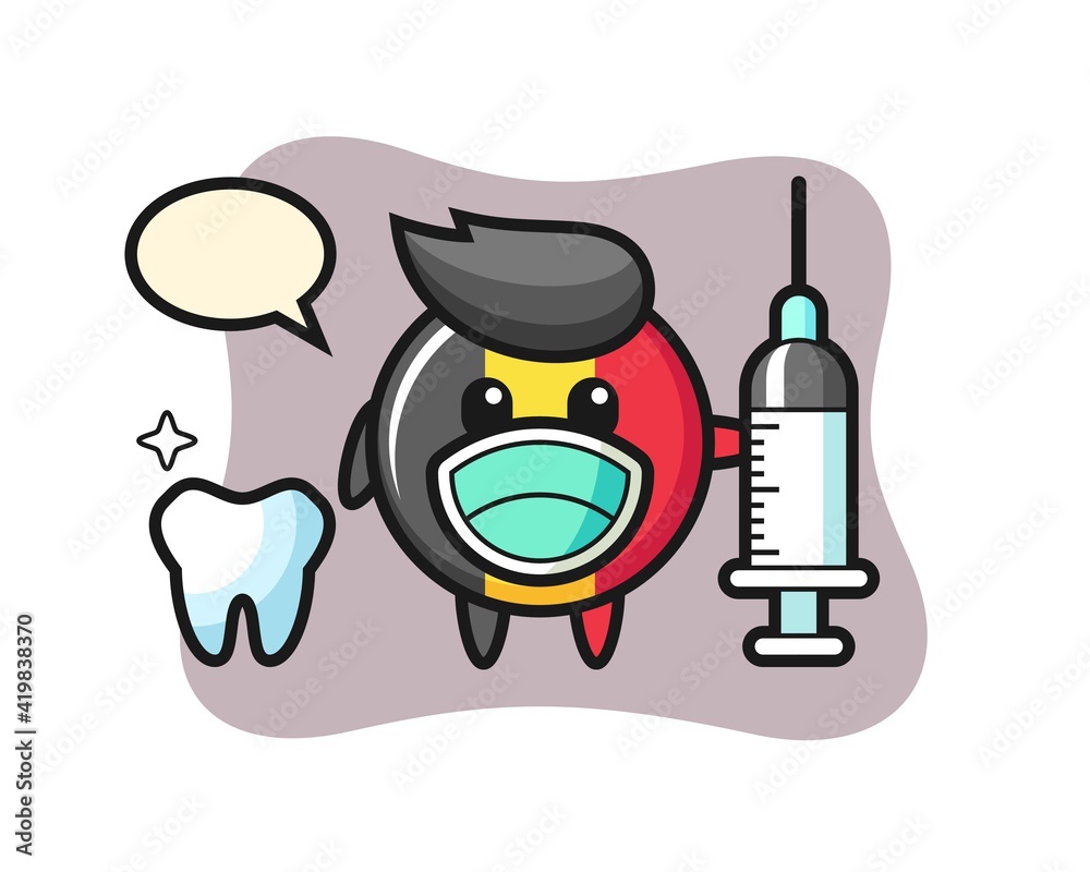 Mascot character of belgium flag badge as a dentist Mascot character of belgium flag badge as a dentist