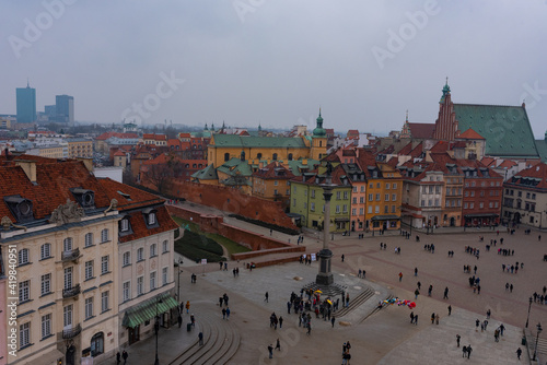 Old town in Warsaw, Poland. The Royal Castle and Sigismund's Column called Kolumna Zygmunta