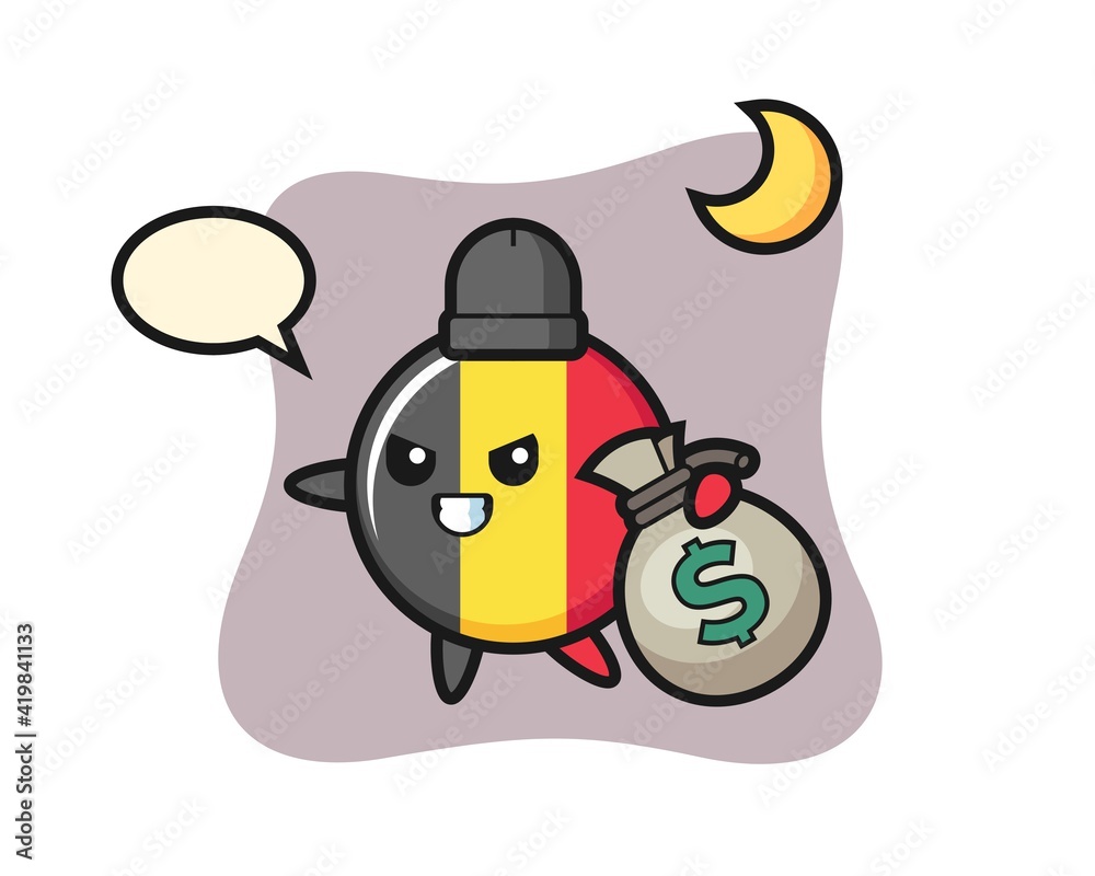 Illustration of belgium flag badge cartoon is stolen the money Illustration of belgium flag badge cartoon is stolen the money