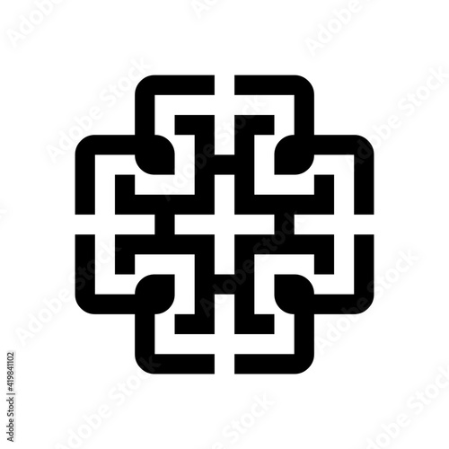 Initial letter H logo templatewith geometric ornament square illustration in flat design monogram symbol