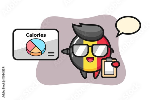 Illustration of belgium flag badge mascot as a dietitian