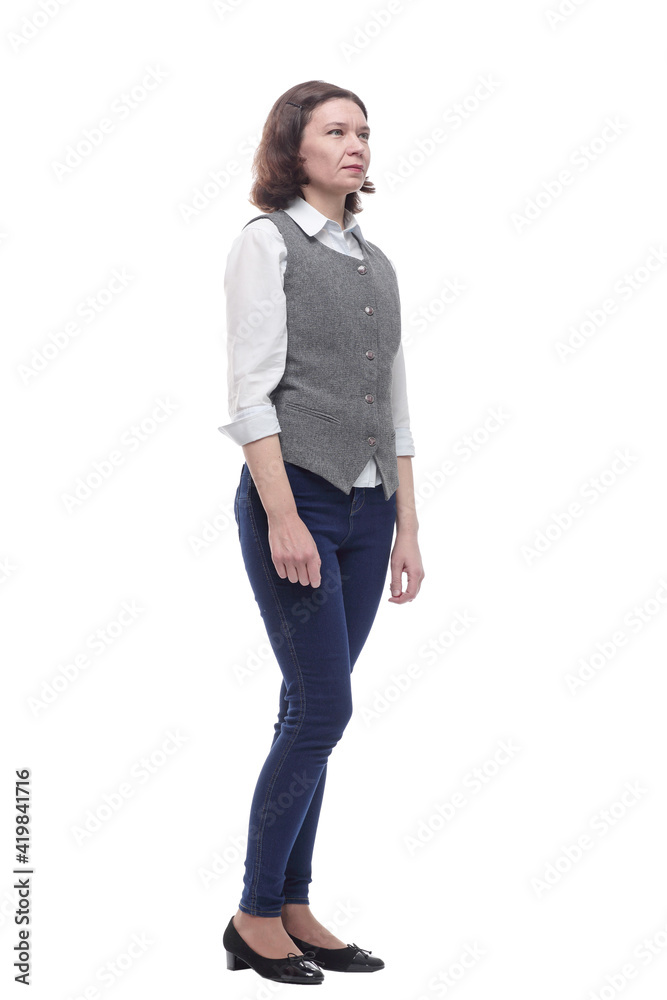 Mature woman in casual clothes. isolated on a white Mature woman in casual clothes. isolated on a white