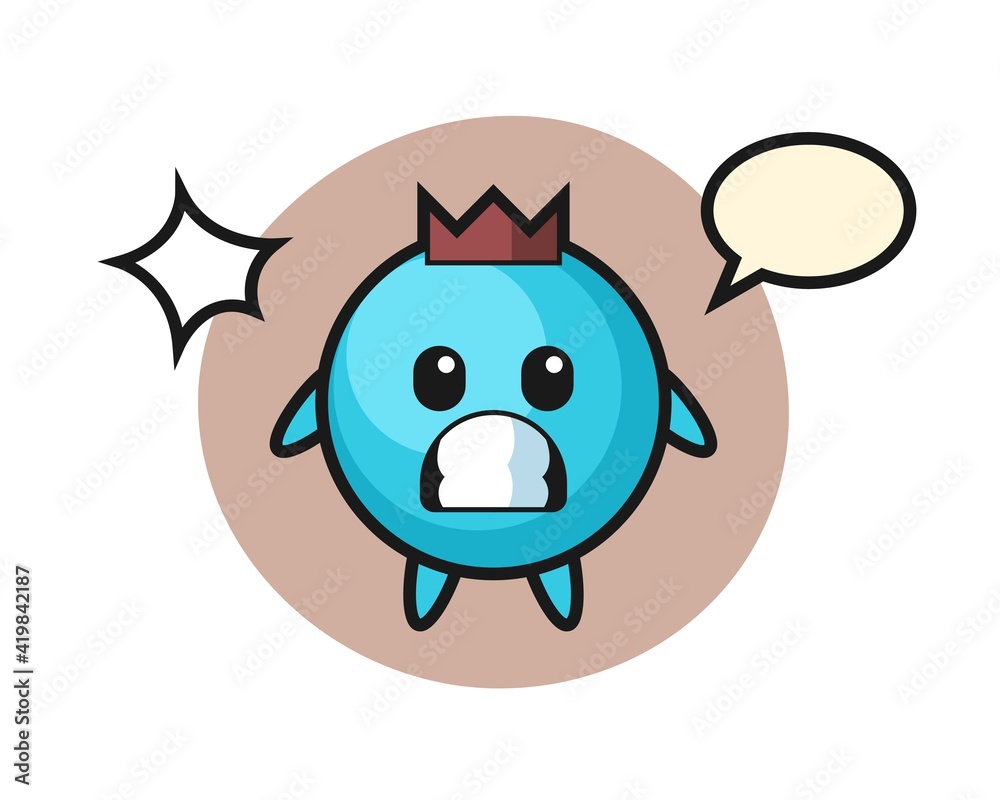 Blueberry character cartoon with shocked gesture Blueberry character cartoon with shocked gesture
