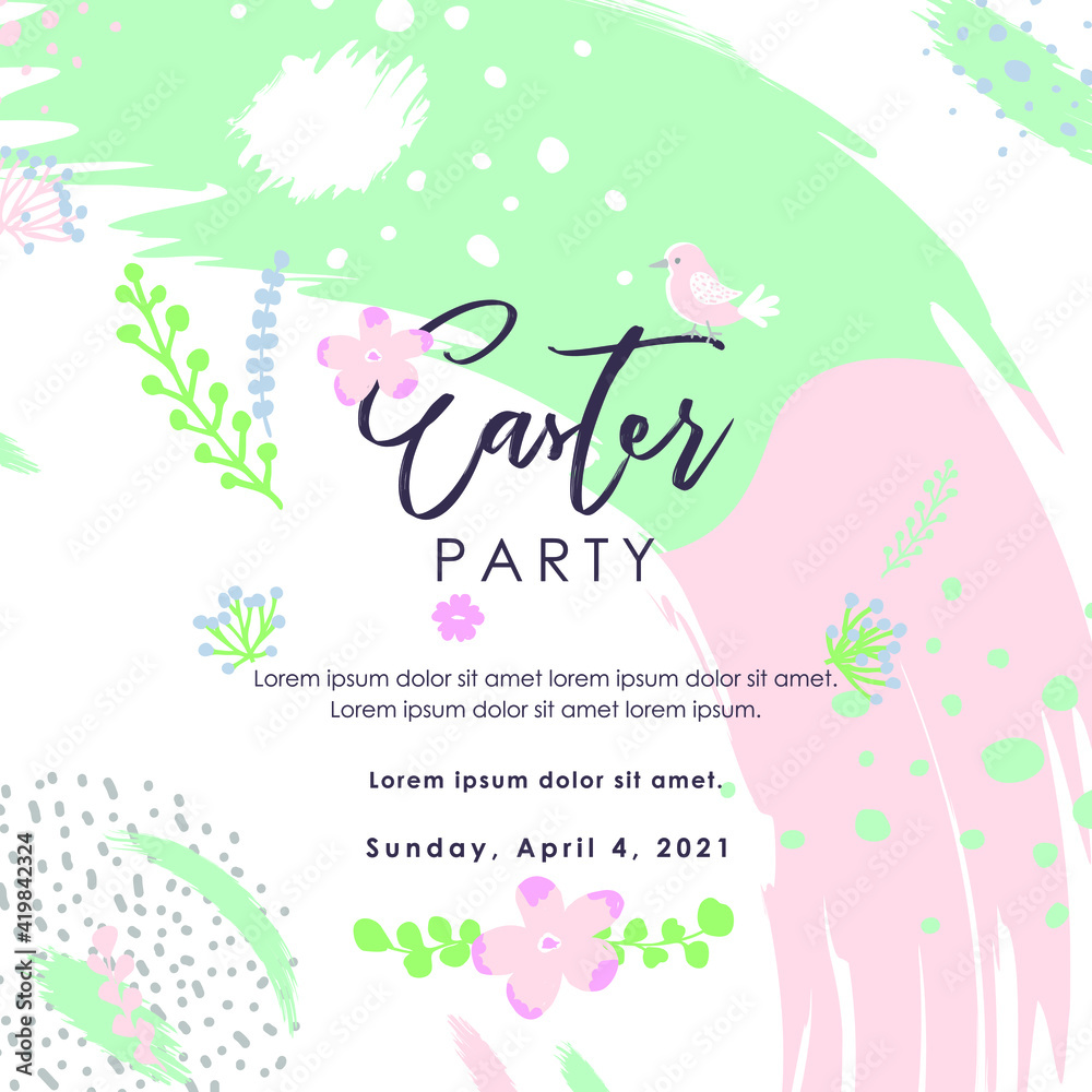 Easter. Egg hunting. Trendy vector art template suitable for social media posts, mobile apps, banners design. Spring holidays. Happy Easter Easter. Egg hunting. Trendy vector art template suitable for social media posts, mobile apps, banners design. Spring holidays. Happy Easter