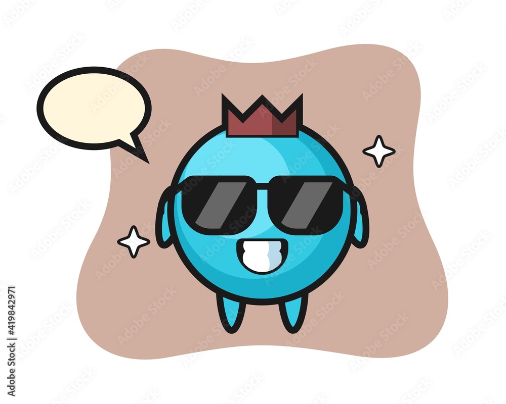 Cartoon mascot of blueberry with cool gesture