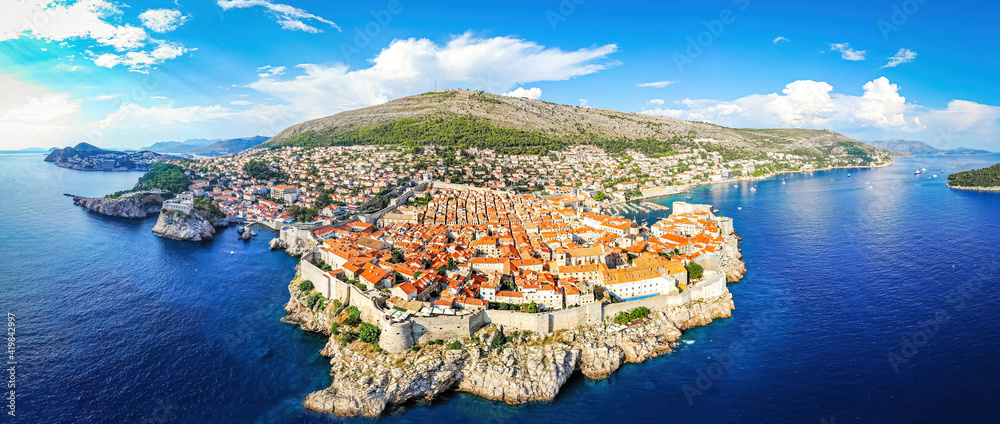 The aerial view of Dubrovnik, a city in southern Croatia fronting the Adriatic Sea
