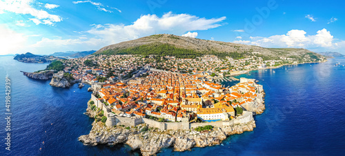 The aerial view of Dubrovnik, a city in southern Croatia fronting the Adriatic Sea