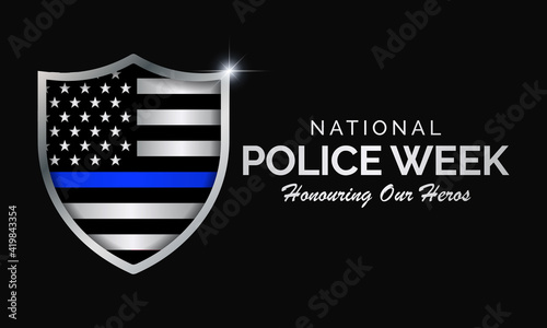 National Police week (NPW) is observed each year in May in United states that pays tribute to the local, state, and federal officers who have died or disabled, in the line of duty. vector art