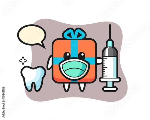 Mascot character of gift box as a dentist © heriyusuf