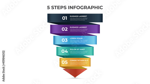 5 points of steps, infographic template, layout design vector with arrow diagram