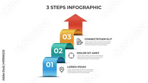 3 stairs of steps, infographic element template, layout design vector with list arrow diagram