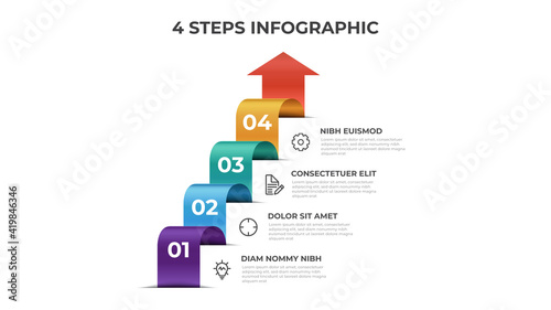 4 stairs of steps, infographic element template, layout design vector with list arrow diagram