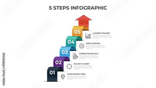 5 stairs of steps, infographic element template, layout design vector with list arrow diagram