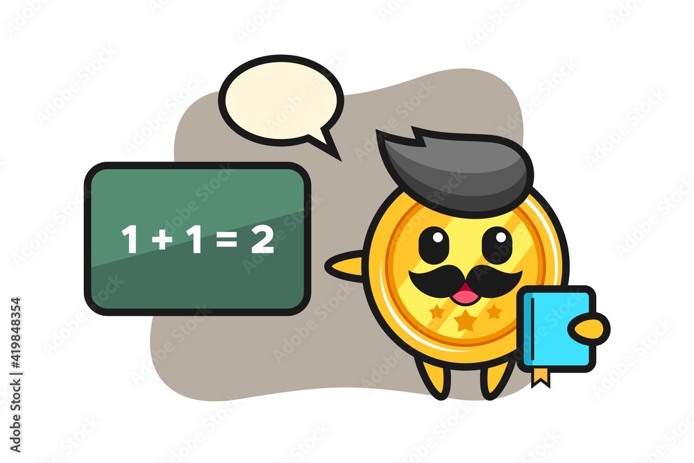 Illustration of medal character as a teacher