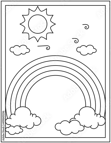 
Rainbow with clouds, colouring page vector download

