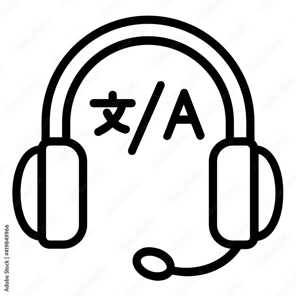 Sung texts Concept, Bot TranslatorVector line Icon Design, Language Translation symbol on white background, Dub localization stock illustration, Multilingual support graphic