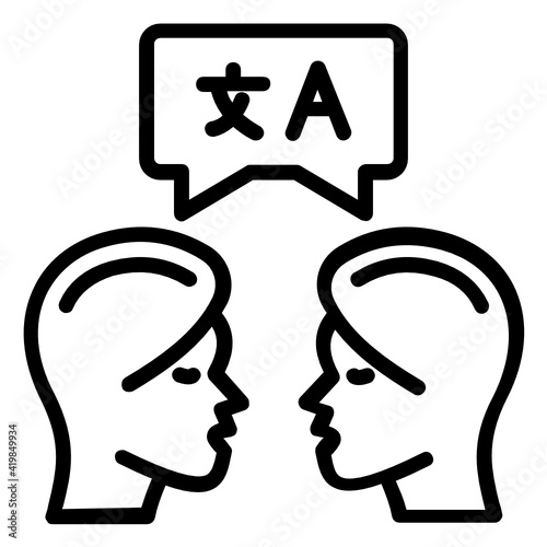 Translator and Dubbing Service Concept Vector line Icon Design, Language Translation symbol on white background, Dub localization stock illustration