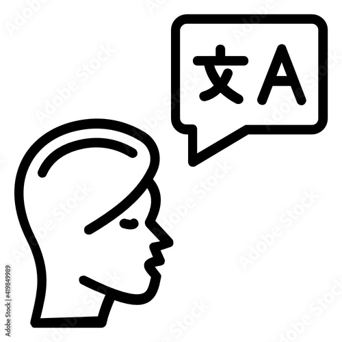 Spoken Language Course Concept, speaking comprehension Vector line Icon Design, Language Translation symbol on white background, Dub localization stock illustration
