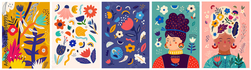 Beautiful bright spring wallpapers, posters, covers, cards with flowers,  leaves, floral bouquets, flower compositions.	
