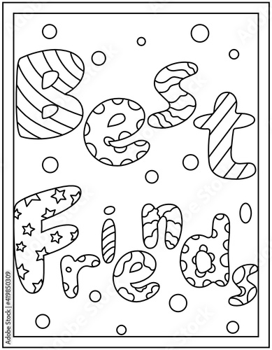 
Best friends typography hand drawn colouring page

