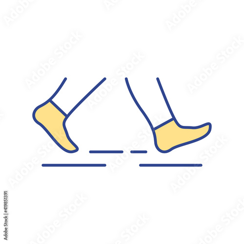 Physical movements RGB color icon. Human body movement, balance. Biometric verification. Body parameters analyzing. Behavioral characteristics. Energy expenditure. Isolated vector illustration