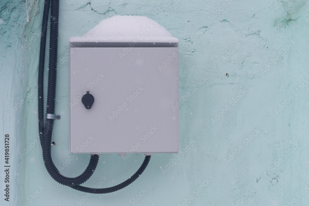 Electricity metering cabinet in a private house on the wall