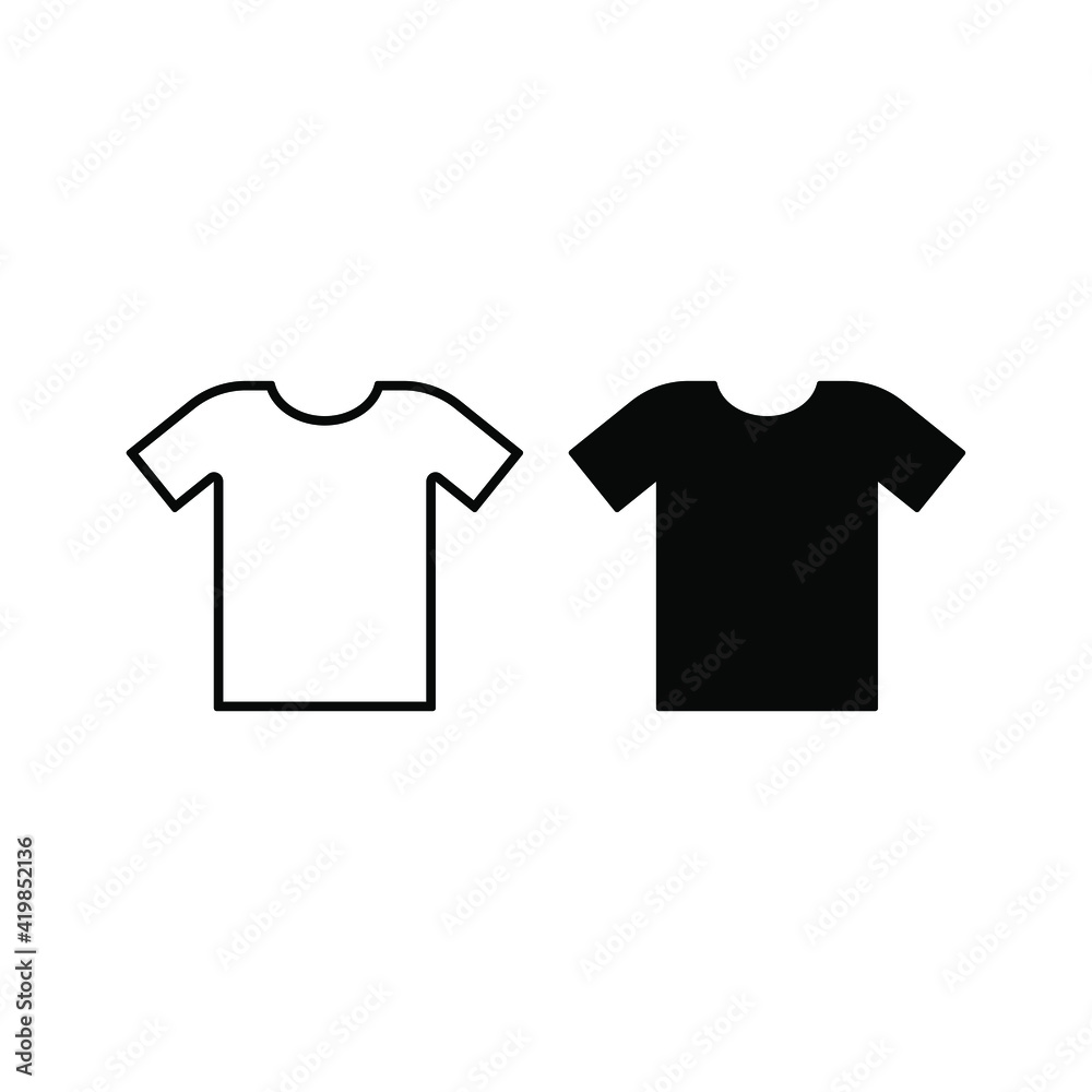 T-shirt vector icon. Tee shirt symbol. Clothes logo sign. Web store button.  Silhouette isolated on white background. vector de Stock | Adobe Stock