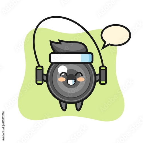Camera lens character cartoon with skipping rope