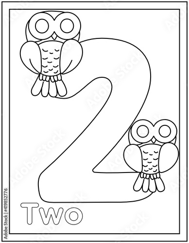 
Hand drawn vector of two coloring page, numerical digit 

