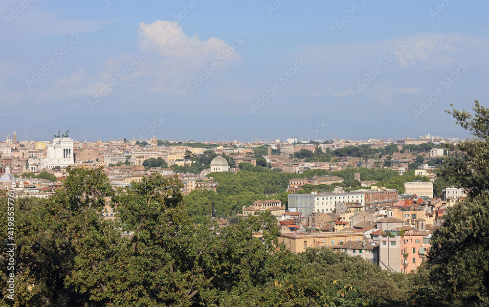 Panorama view from the top of Janiculan Hill of ROME Italy and y