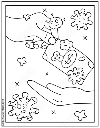 
Dirty hand linear vector, coloring page design

