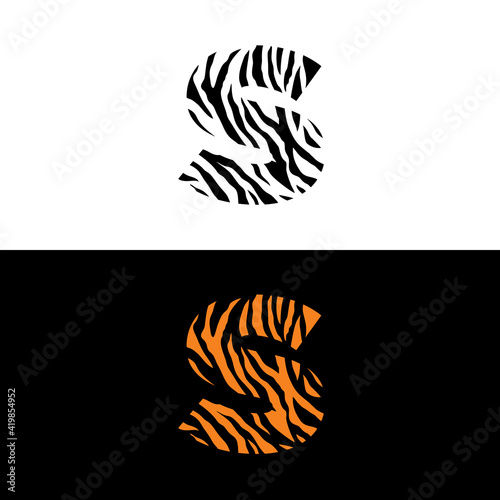 Tiger Print Letter S Logo Vector 001