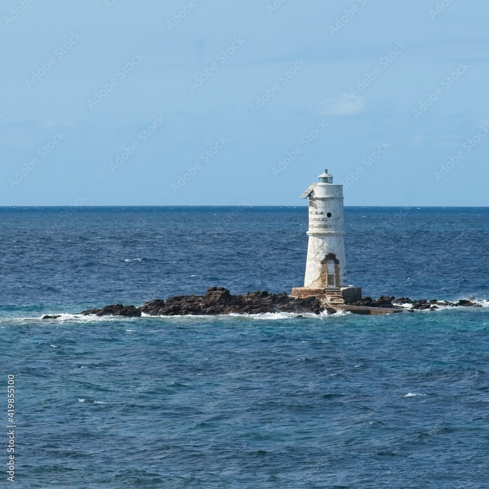 Italy, Sardinia - 2019-10-05 Lighthouse on the island of Sant'Antioco