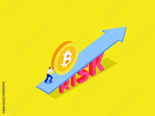Bitocoin risk management 3D isometric vector concept for banner, website, illustration, landing page, flyer, etc