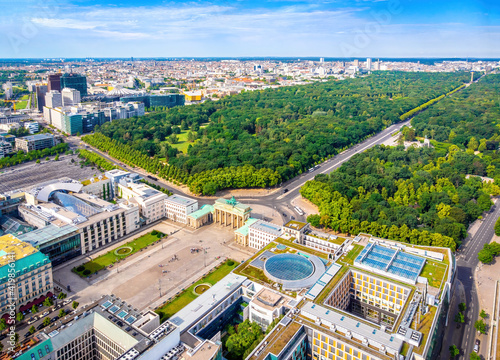 Aerial view of Brandenburg gate in summer day  Berlin
