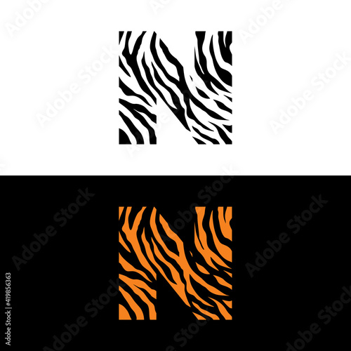 Tiger Print Letter N Logo Vector 001