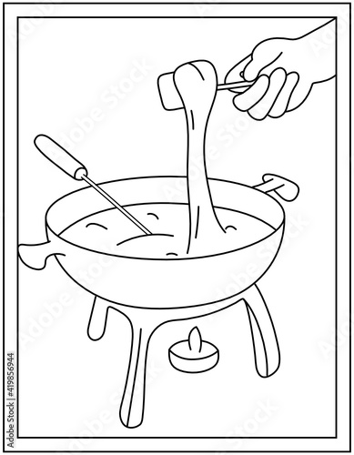 
A cheese fondue vector, coloring page 

