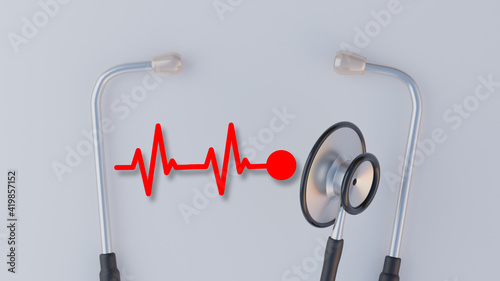 3D rendering Stethoscope and check pulse