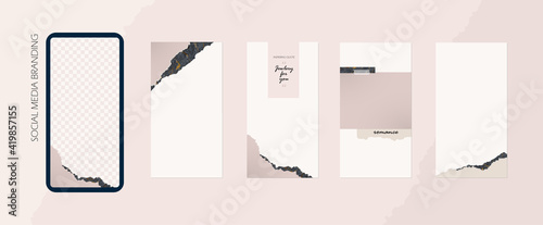 social media Instagram story post feed background layout in pink marble. mock up for beauty, spa, make up, stylist, aromatherapy, restaurant, fashion, skin care blog. vector banner vertical templates.