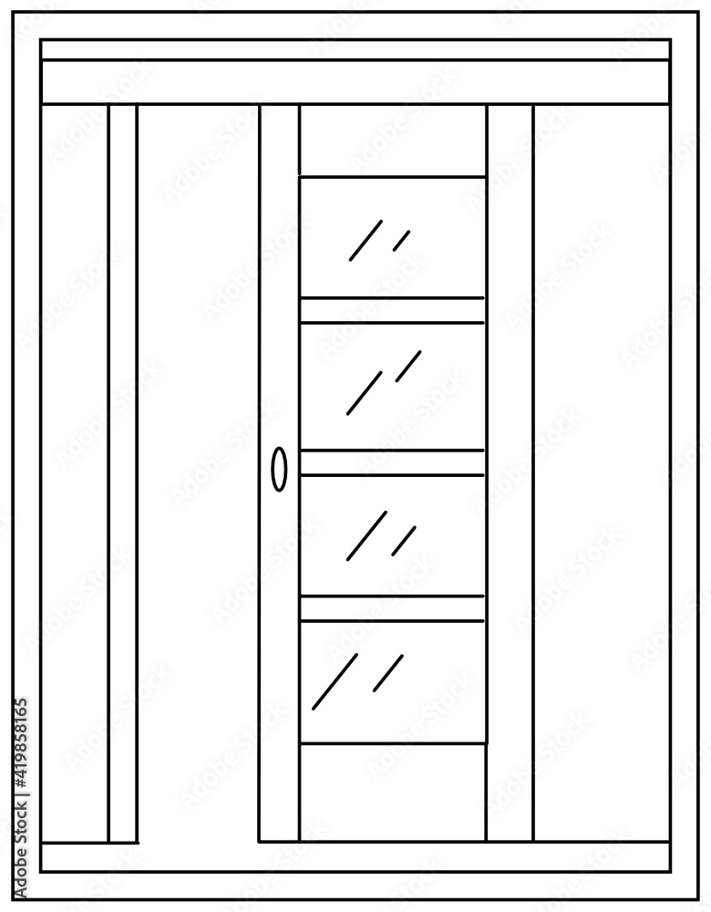 Sliding door colouring page, line vector
Sliding door colouring page, line vector