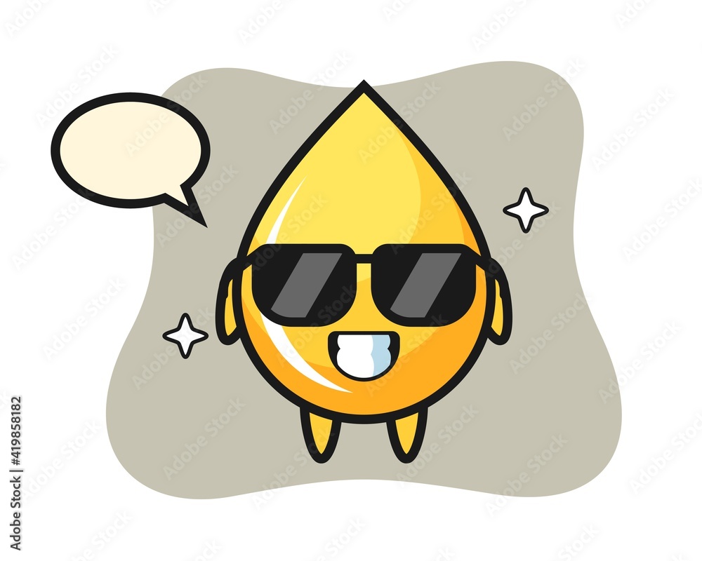 Cartoon mascot of honey drop with cool gesture