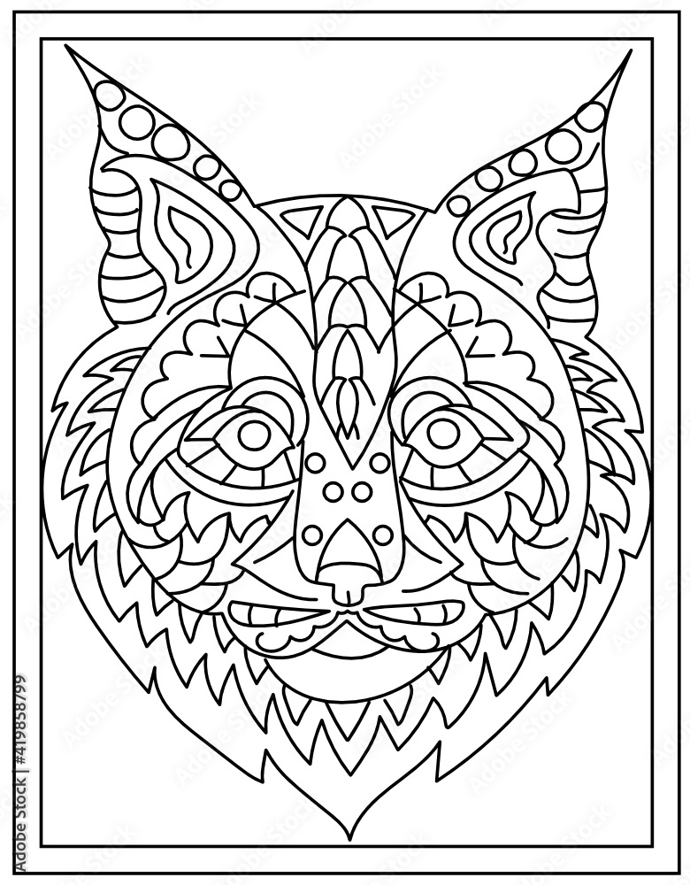 Obraz premium Cat mandala hand drawn vector design template