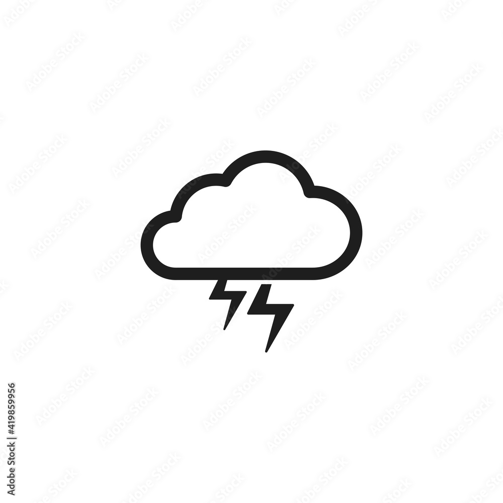 Storm cloud icon vector. Simple thunder sign Storm cloud icon vector. Simple thunder sign