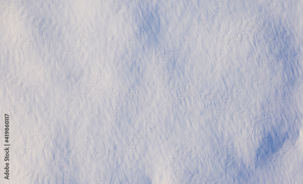 Fototapeta premium White fluffy snow, texture or background, top view.